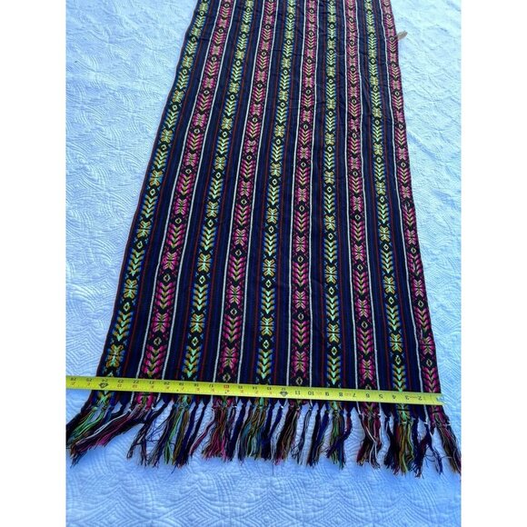 Z&L Womens Tassels Fringe Throw Poncho Shawl Scarf Large Blue Striped - Picture 7 of 10